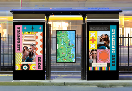 ملاجئ حافلات المدينة الذكية شاشات الكريستال السائل الرقمية لافتات الإعلان