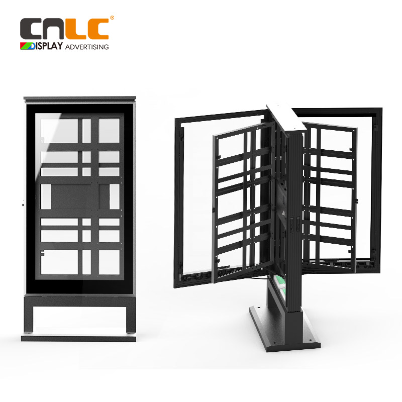 Front view rendering of LED display enclosure compatible with SMD, MIP, and COB modules.