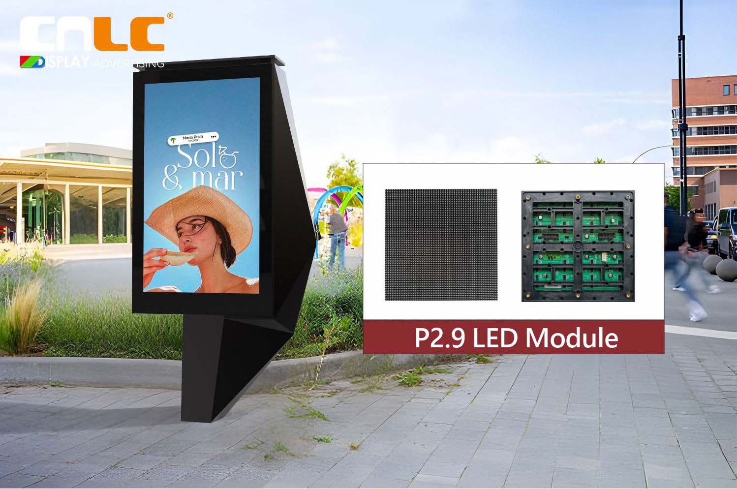 CNLC P2.9 high brightness LED display module for outdoor totem advertising, 5500-6500 nits visibility