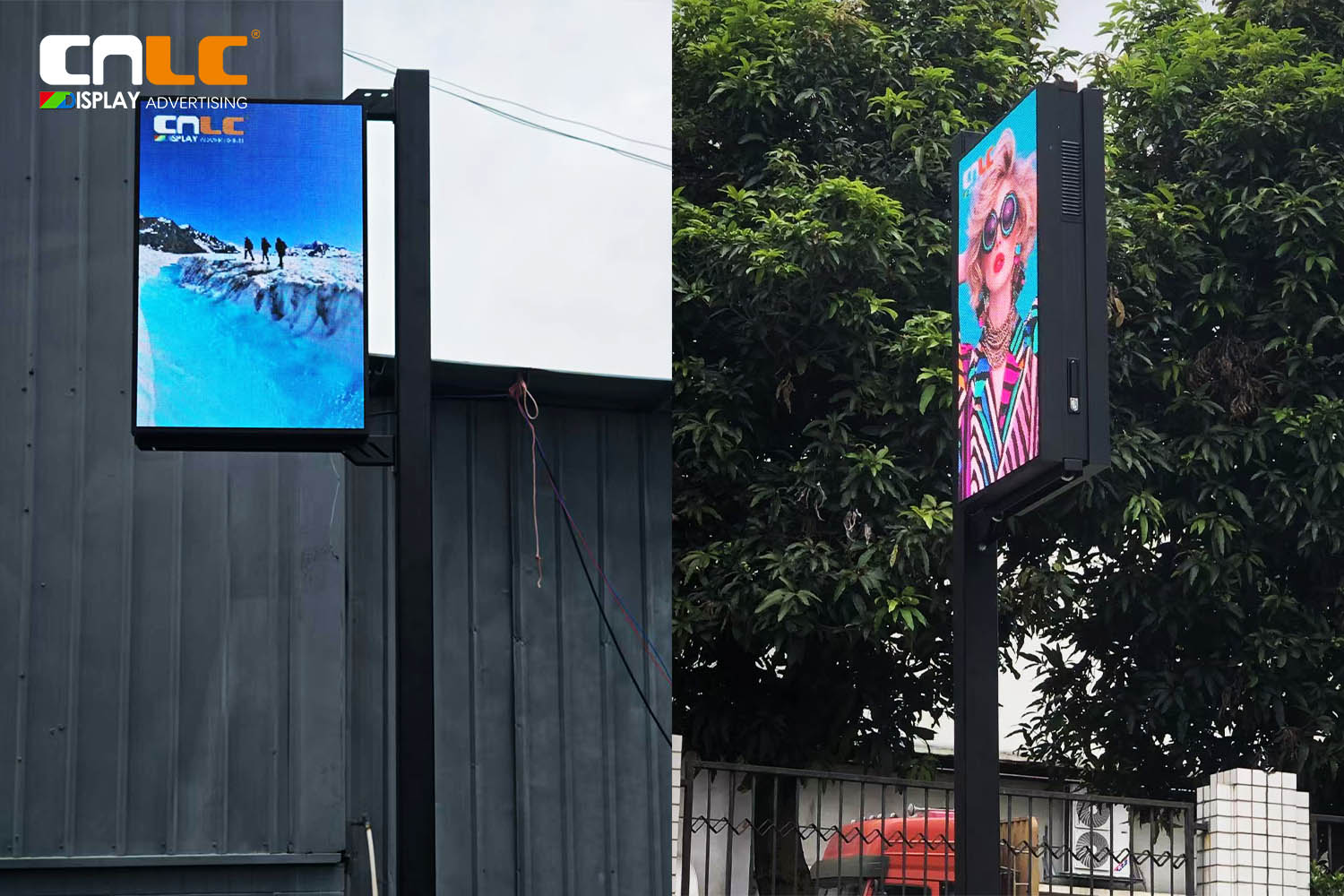 CNLC LED pole display production at factory CNLC LED pole display production at factory