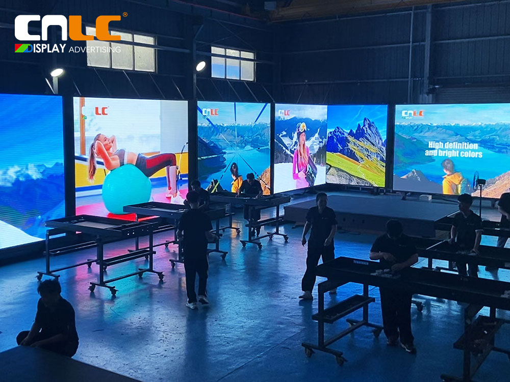 CNLC factory production line for outdoor LED billboard, aluminum structure assembly