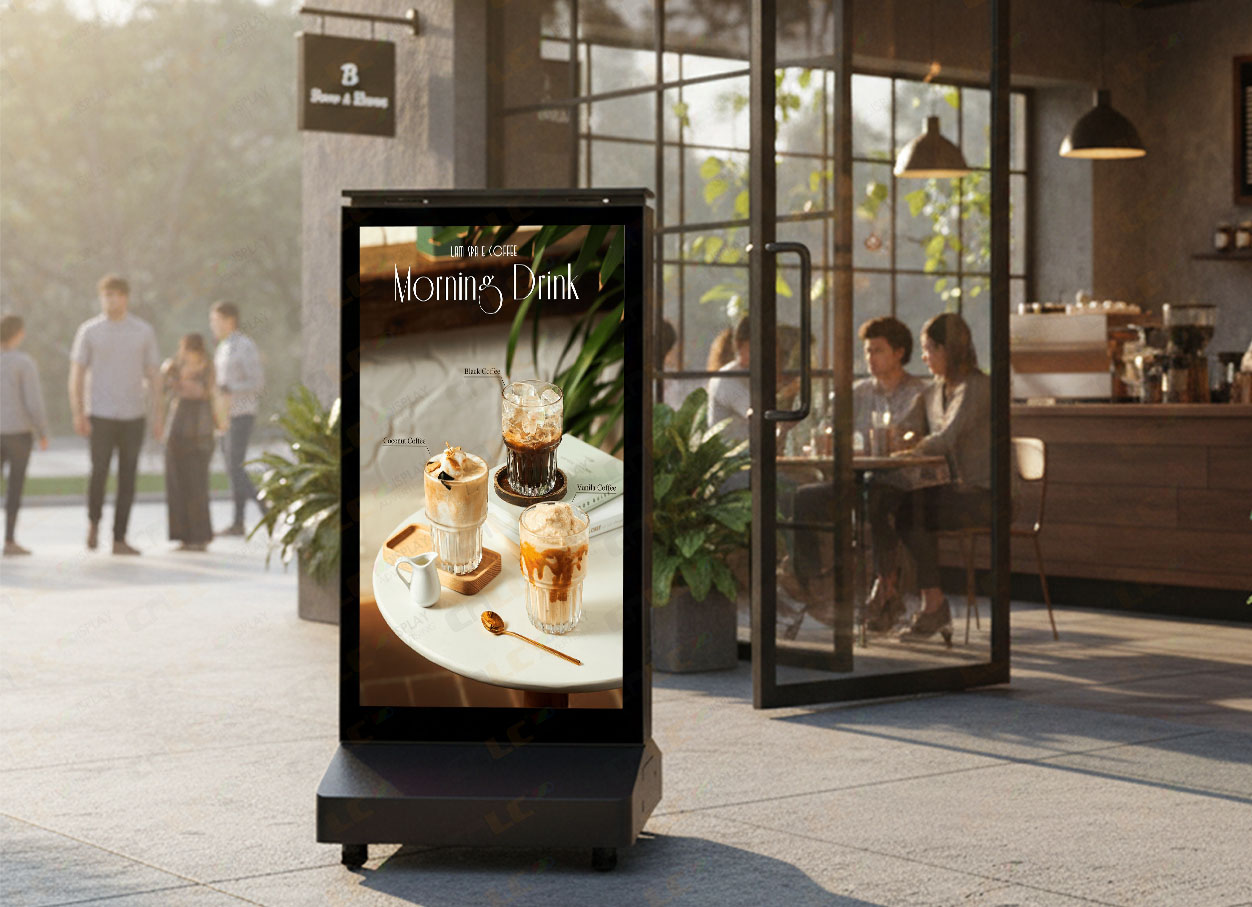 Wireless Battery Powered LCD Screen for Retail Store Front