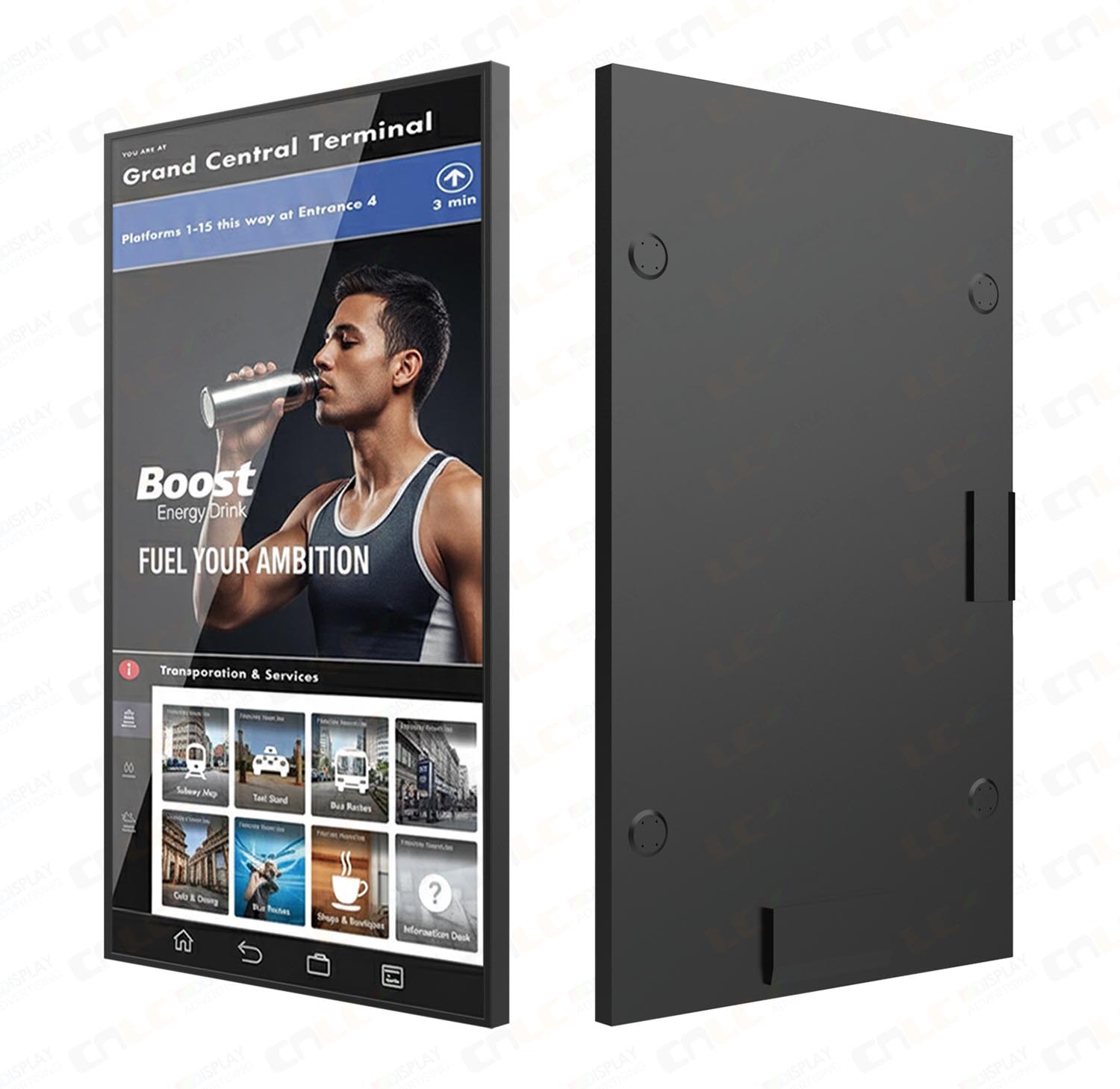 Outdoor interactive LCD kiosk with durable aluminum structure designed for long-term smart city applications