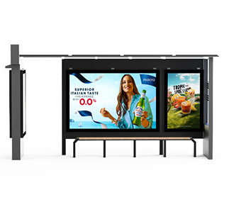 مأوى الحافلات مع نظام يعمل بالطاقة الشمسية