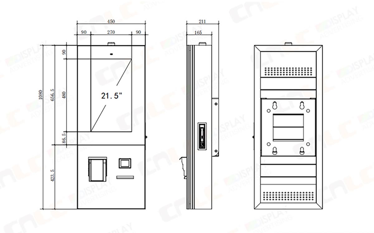 Technical Drawing & Dimensions Technical drawing of outdoor kiosk showing dimensions structure and installation specifications