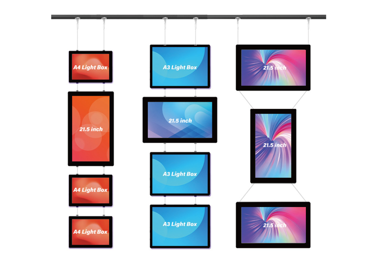 multiple display setup, digital signage system, commercial display