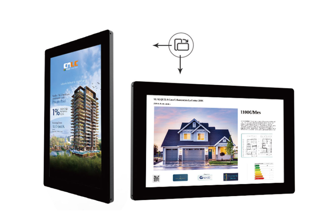 portrait display, landscape display, flexible installation