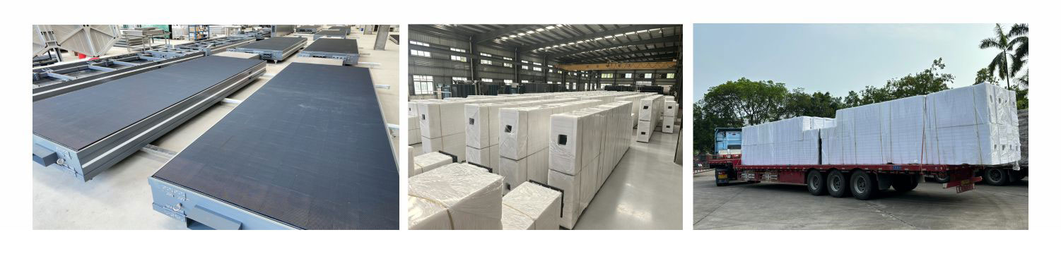 P5 outdoor LED Billboards prepared for mass production, packaging, and global delivery