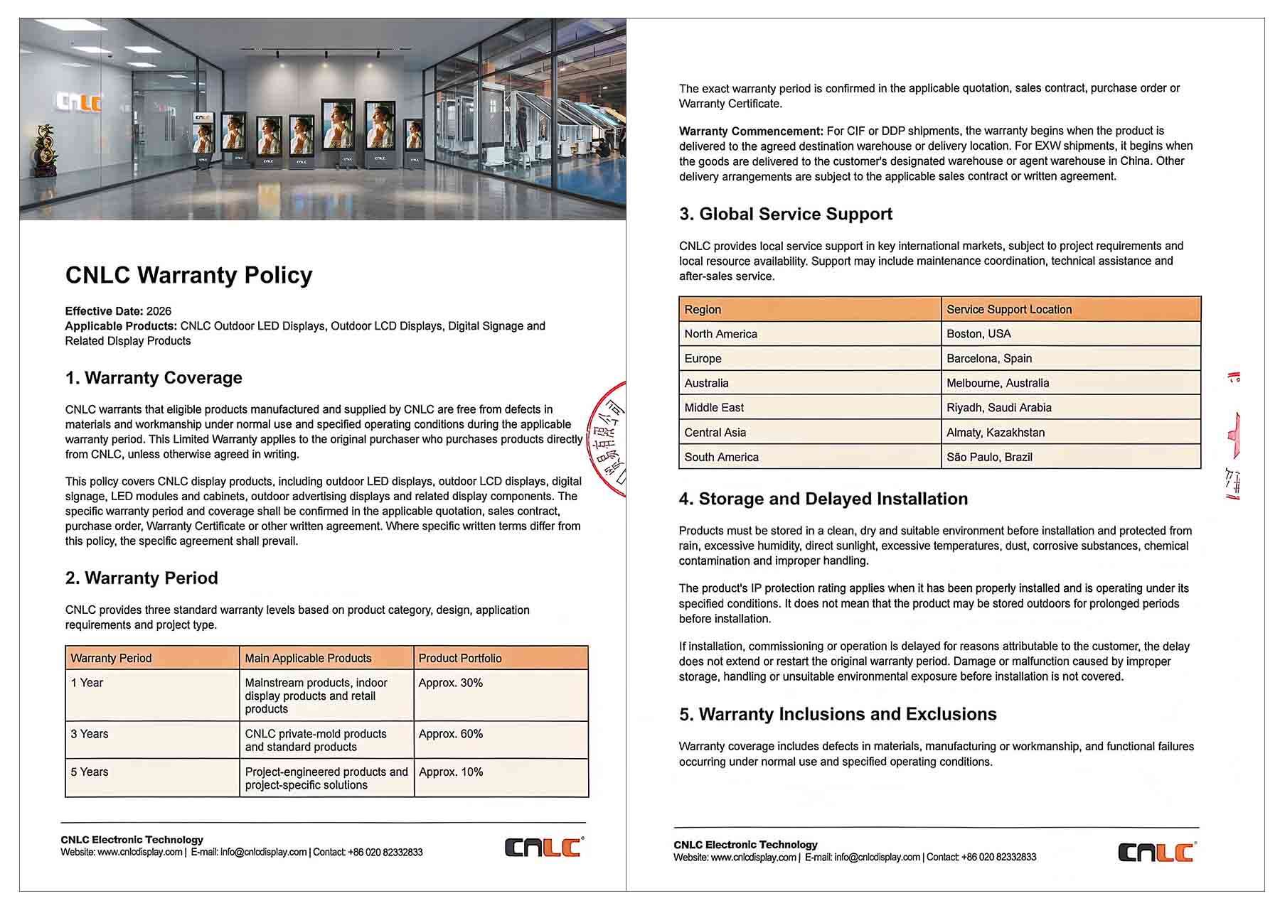 CNLC Warranty Policy | LED & LCD Display Warranty CNLC Warranty Policy | LED & LCD Display Warranty